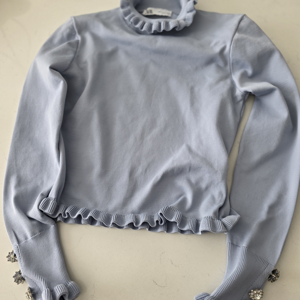Women's Light Blue Ruffled Top - Picture 8 of 16